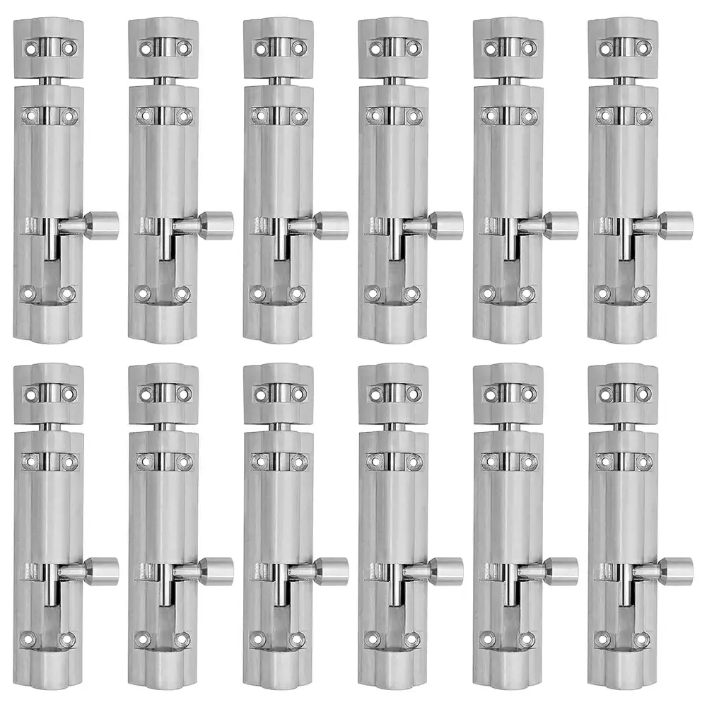 Atlantic Flower Aluminium 4 Inches Tower Bolt - S.S. Finish (Pack of 12 pcs)