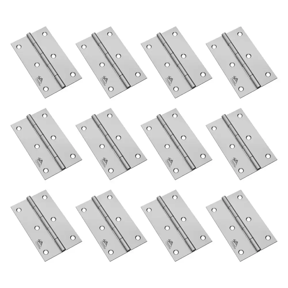 Atlantic Stainless Steel Window Butt Hinges 3 Inch x 12 Gauge, 2.40 mm Thickness - Matt Finish (Pack of 12 Pcs)