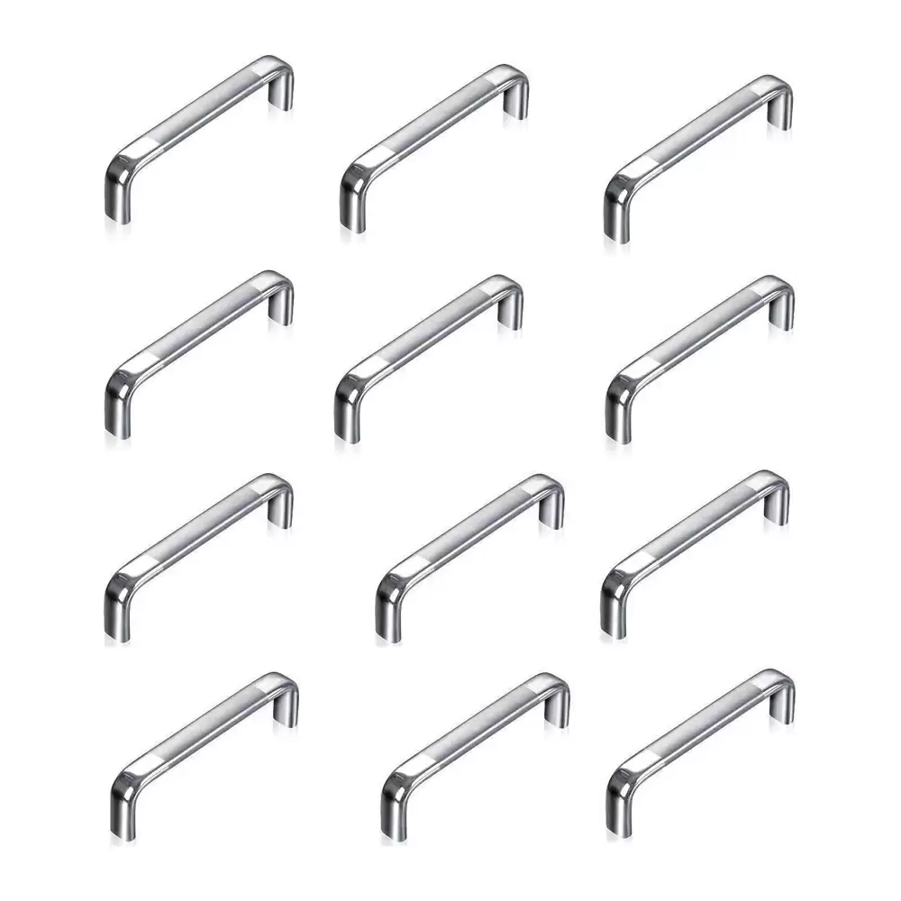 Atlantic Capsule D Dwawer 4 Inch Stainless Steel Cabinet Handles - Chrome Finish (Pack of 12 Pcs)