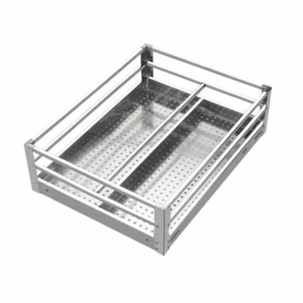 Alkos Platinum Kitchen Multipurpose Stainless Steel Partition Basket- (19 W x 20 D x 4 H) Inch