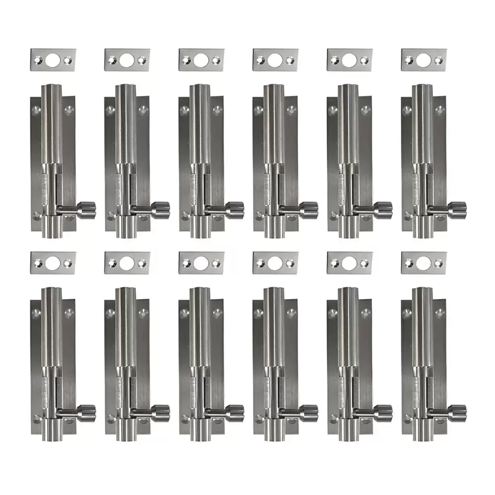 Atlantic Super Marble Aluminium 4 Inch Tower Bolt - S.S. Finish (Pack of 12 Pcs)