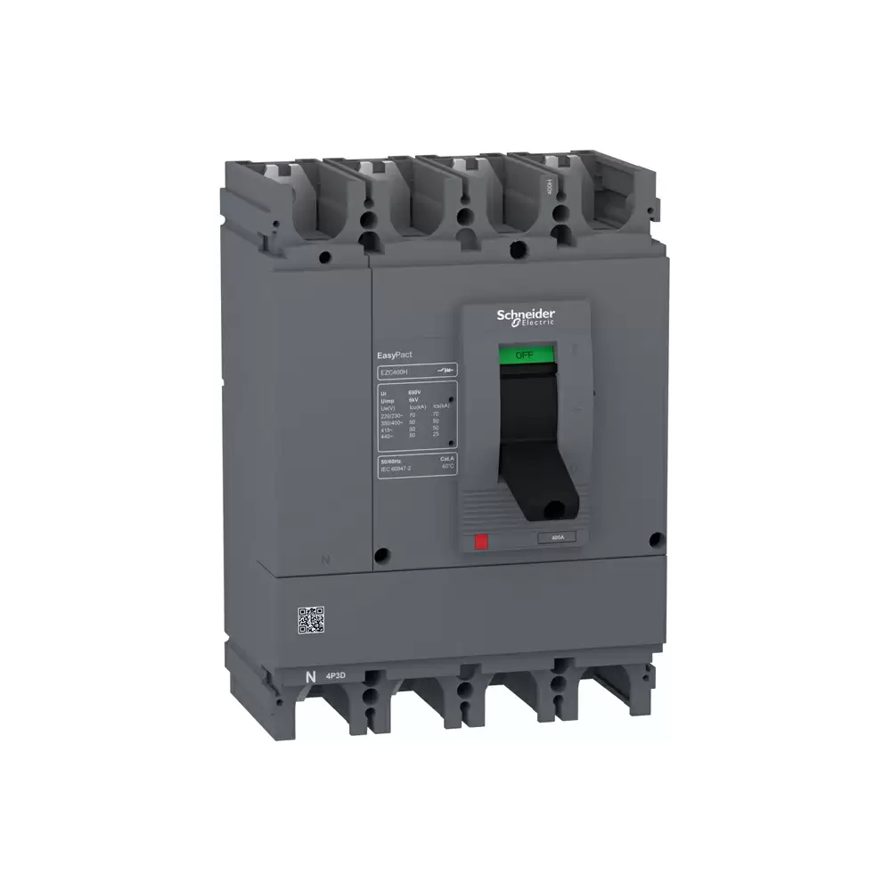 Schneider Electric Easypact 400 Amp Four Pole 3d EZC MCCB With Fixed TMD