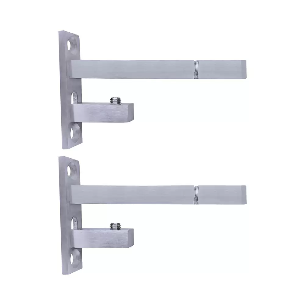 Atlantic Stainless Steel Adjustable 6/8/10/12 mm F Type Glass Shelf Bracket 4 Inch - Matt Finish (Pack of 2 Pcs)