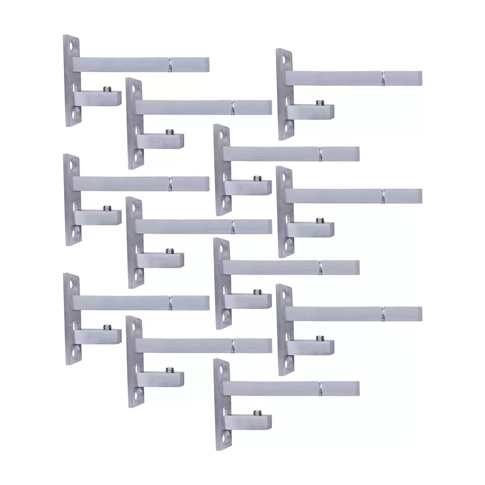 Atlantic Stainless Steel Adjustable 6/8/10/12 mm F Type Glass Shelf Bracket 4 Inch - Matt Finish (Pack of 12 Pcs)