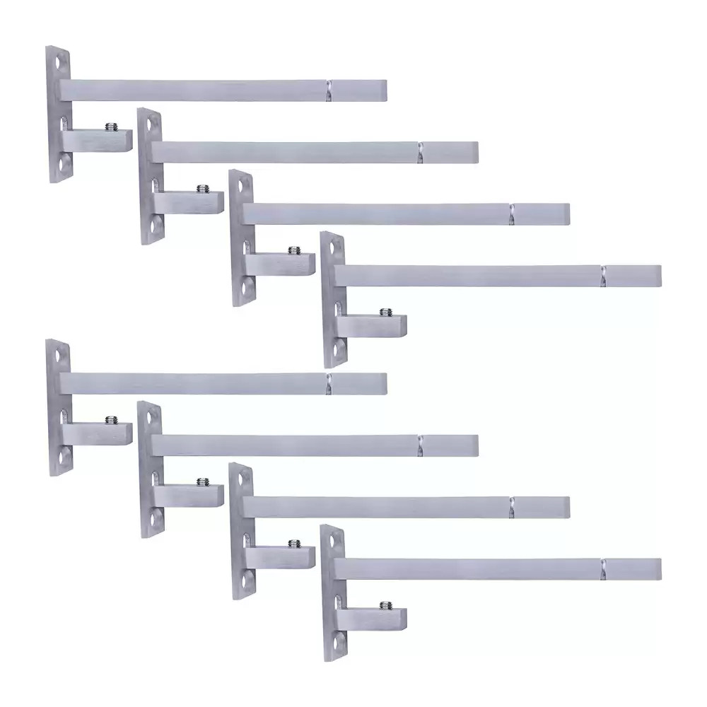 Atlantic Stainless Steel Adjustable 6/8/10/12 mm F Type Glass Shelf Bracket 6 Inch - Matt Finish (Pack of 12 Pcs)