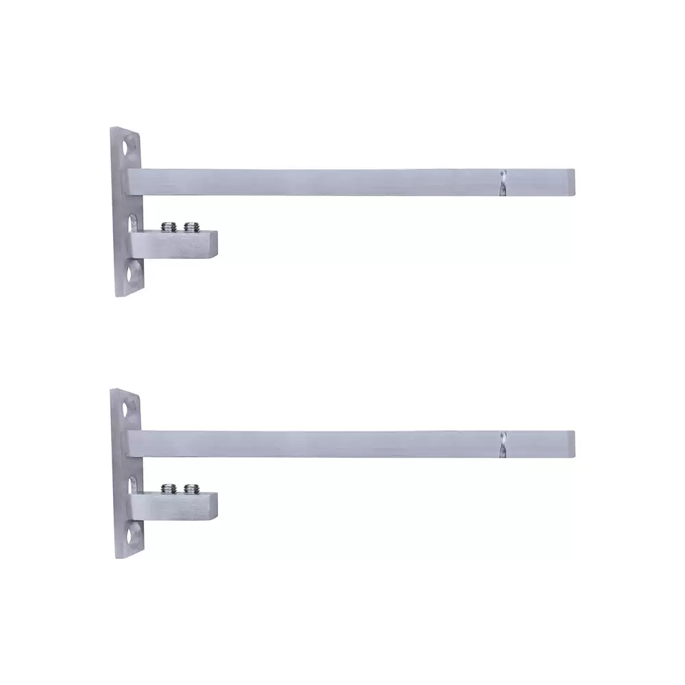 Atlantic Stainless Steel Adjustable 6/8/10/12 mm F Type Glass Shelf Bracket 8 Inch - Matt Finish (Pack of 2 Pcs)