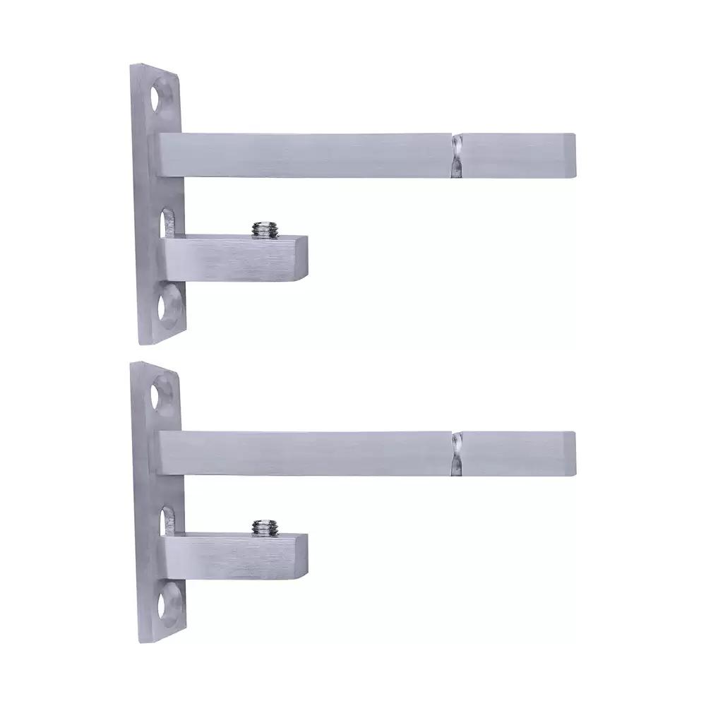 Atlantic Stainless Steel Adjustable 6/8/10/12 mm F Type Glass Shelf Bracket 10 Inch - Matt Finish (Pack of 2 Pcs)