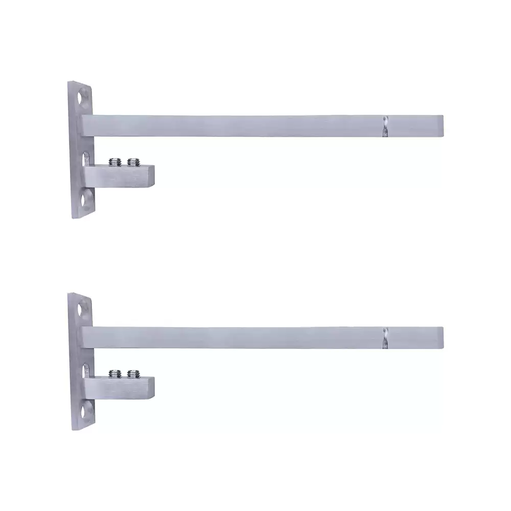 Atlantic Stainless Steel Adjustable 6/8/10/12 mm F Type Glass Shelf Bracket 12 Inch - Matt Finish (Pack of 2 Pcs)