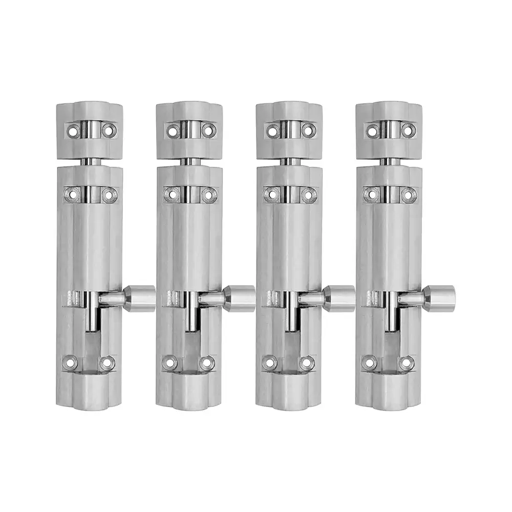 Atlantic Flower Aluminium 4 Inches Tower Bolt - S.S. Finish (Pack of 4 pcs)