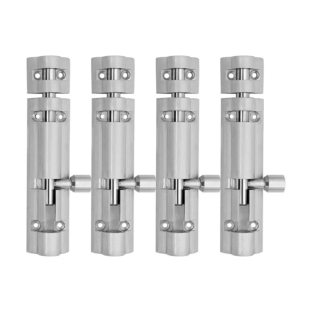 Atlantic Flower Aluminium 6 Inches Tower Bolt - S.S. Finish (Pack of 4 pcs)