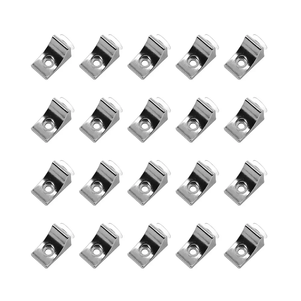 Atlantic Aluminium Standard Size Glass Shelf Right Angle Fixing Clip Bracket With Suction Cup - Silver (Pack of 20 Pcs)