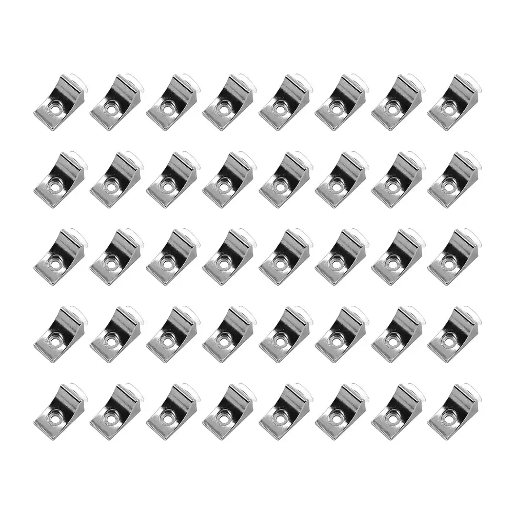 Atlantic Aluminium Standard Size Glass Shelf Right Angle Fixing Clip Bracket With Suction Cup - Silver (Pack of 40 Pcs)