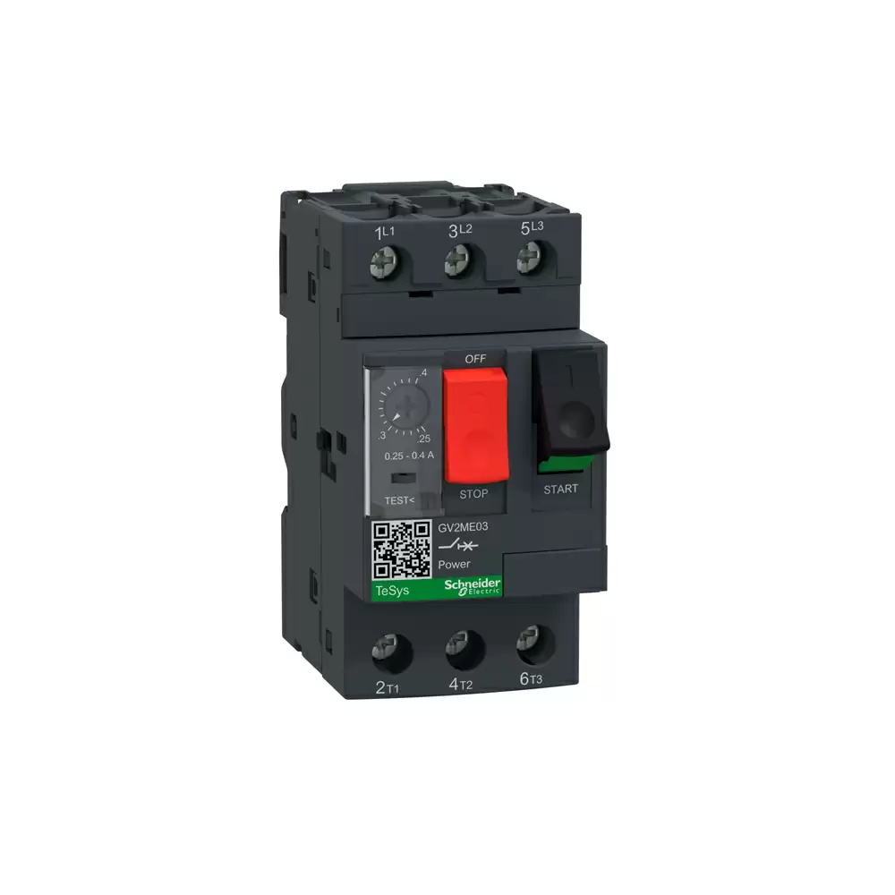 Schneider Electric TeSys GV2 0.25-0.4 Amp Three Pole Thermal Magnetic Motor Circuit Breaker