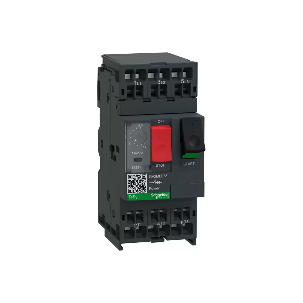 Schneider Electric TeSys GV2 1.6 - 2.5 Amp Three Pole Thermal Magnetic Spring Terminals Motor Circuit Breaker