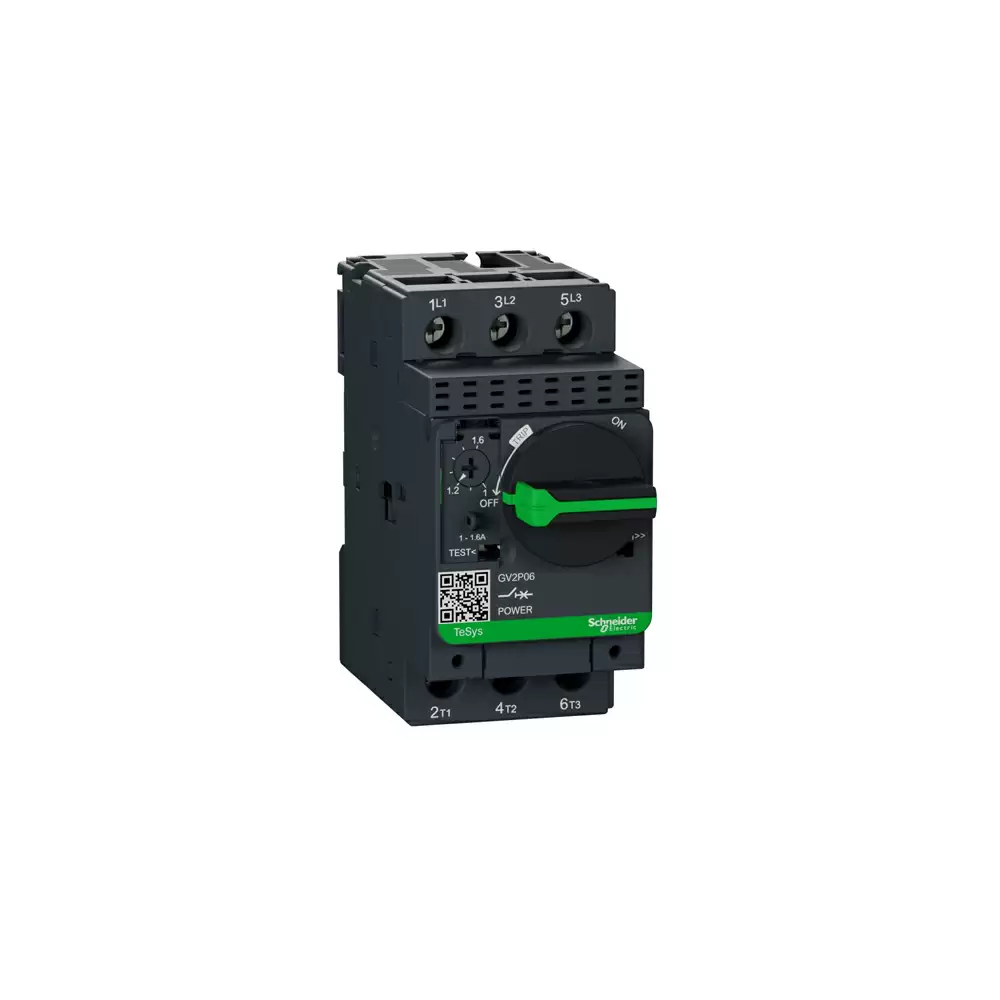 Schneider Electric TeSys GV2 1 - 1.6 Amp Three Pole Thermal Magnetic Screw Clamp Terminals Motor Circuit Breaker