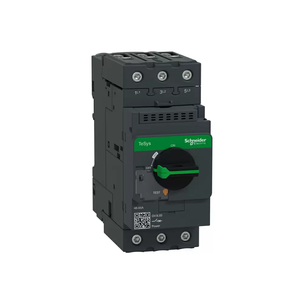 Schneider Electric TeSys GV3 65 Amp Three Pole Magnetic Rotary Handle EverLink Terminals Motor Circuit Breaker