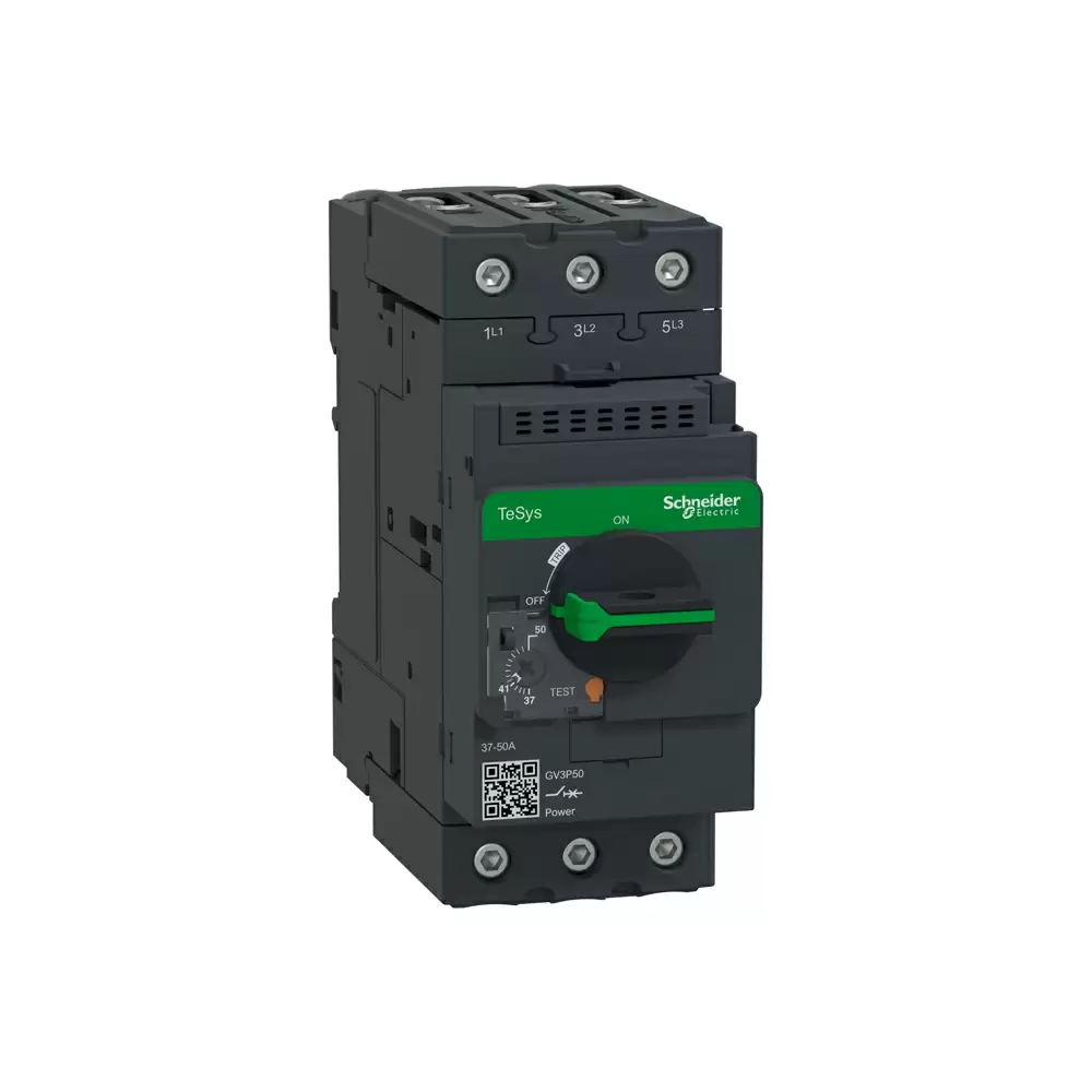 Schneider Electric TeSys GV3 37 - 50 Amp Three Pole Thermal Magnetic EverLink Terminals Motor Circuit Breaker