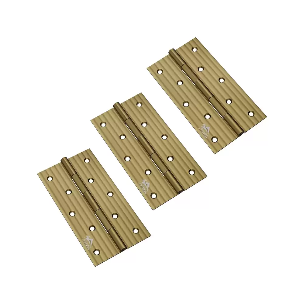 Atlantic Stainless Steel Door Butt Hinges 5 Inch x 12 Gauge, 2.5 mm Thickness - Antique Finish (Pack of 3 Pcs)