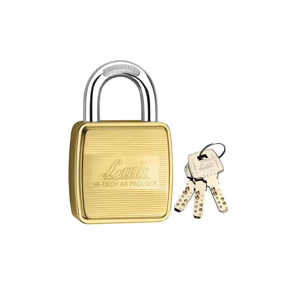 Link 60 mm Hardened Shackle Padlock With Keys- Brass Finish