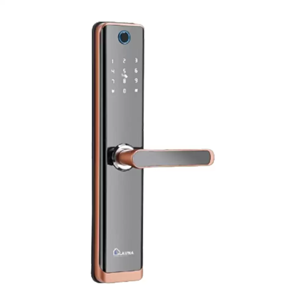 Lavna LA24 Mortise Smart Door Lock for Home With Wifi, RFID, Fingerprint, Pin Code, OTP, Mobile Access & Manual Key - Rose Gold (1 Year Warranty)