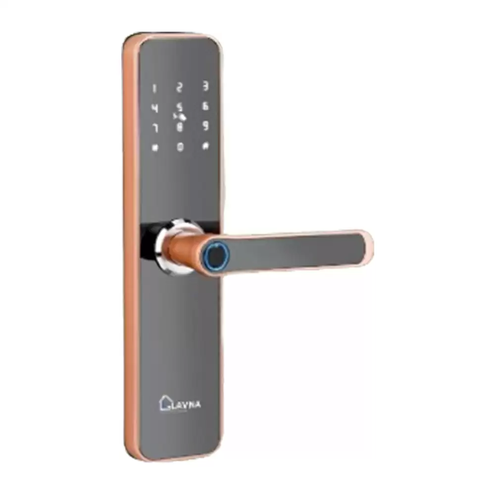 Lavna LA28 Mortise Smart Door Lock for Home With Bluetooth, RFID, Fingerprint, Pin Code, OTP, Mobile Access & Manual Key - Rose Gold (1 Year Warranty)