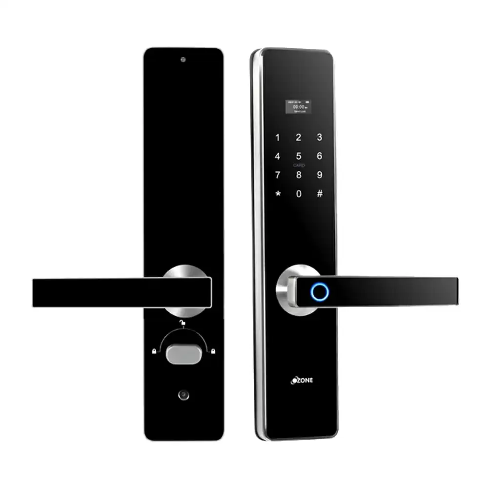 Ozone OZ-FDL-01 Std Morphy Smart Door Lock for Home With Fingerprint, Password, RFID Card & Key, Black & Satin Chrome (1 Year Warranty)