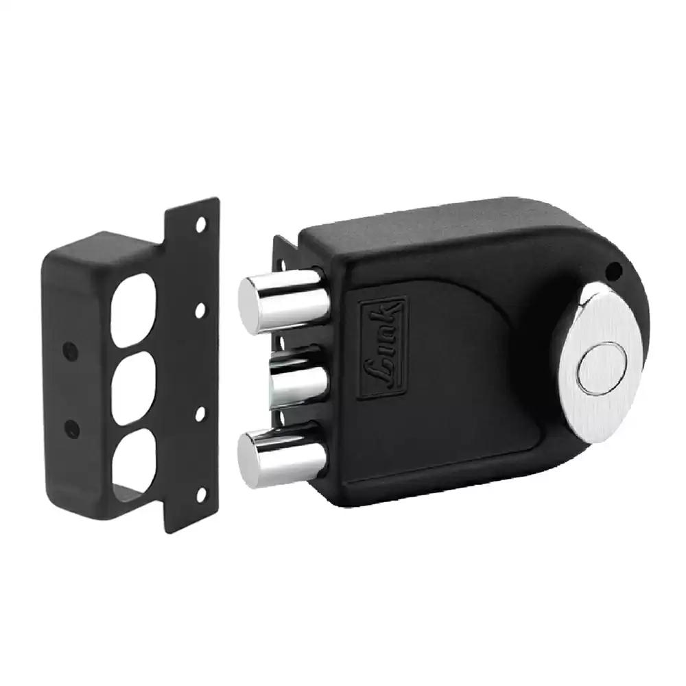 Link One Side Knob One Side Key 2 Dead Bolt With Latch Rim Lock- Black Matt