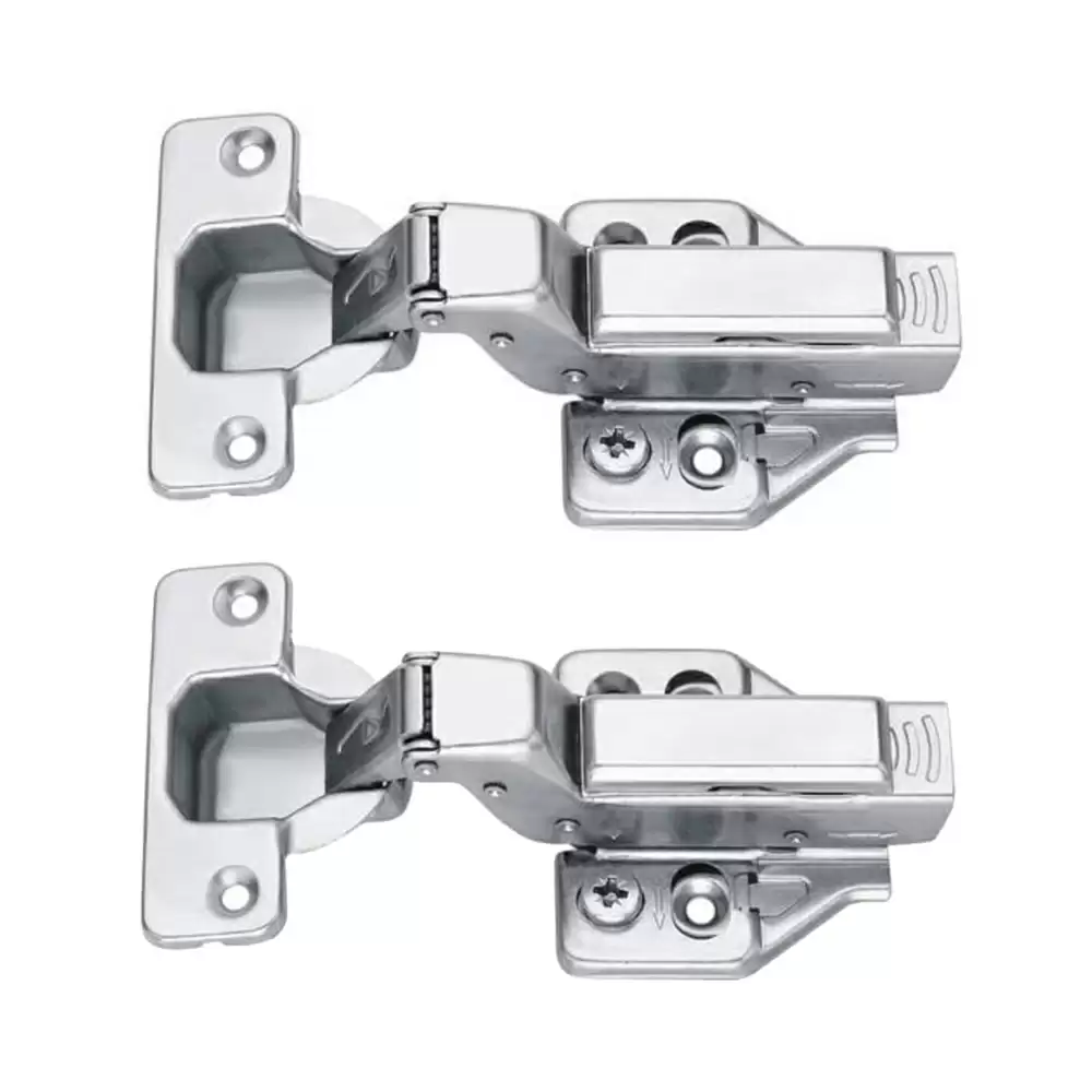 Carrot Full Overlay 0 Crank Soft Close Clip On Concealed Hinge With 2D Mounting Plate - (Stainless Steel)