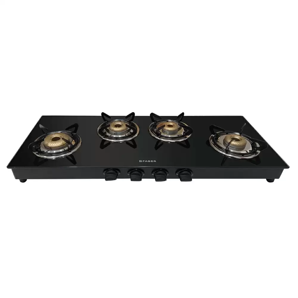 Faber Hob Jumbo XL 4BB 4 Manual Ignition Brass Burner Cooktop (Black)