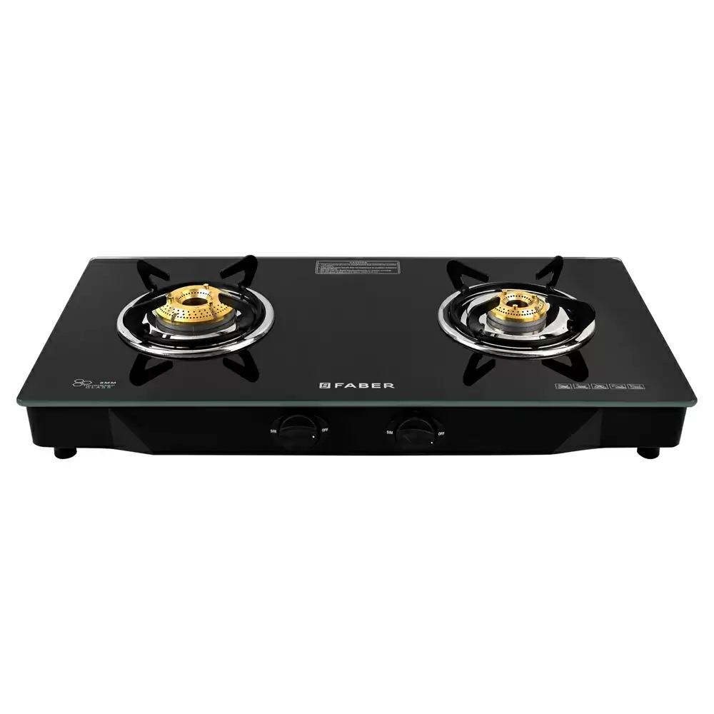 Faber Hob Jumbo 2BB BK 2 Manual Ignition Brass Burner Cooktop (Black)