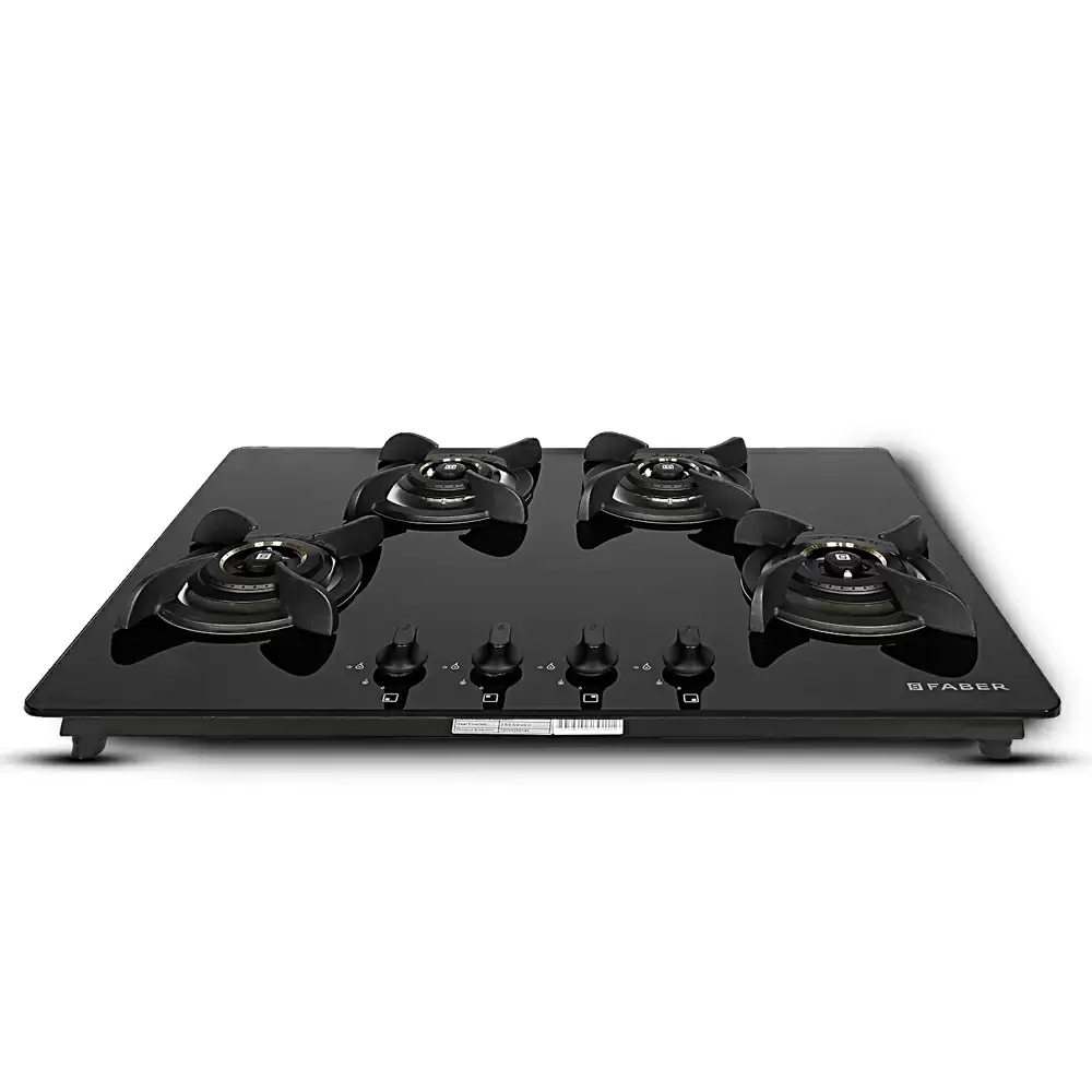 Faber Hob Ultima HT724 CRS BR CI AI 4 Battery Operated Brass Burner Cooktop (Black)