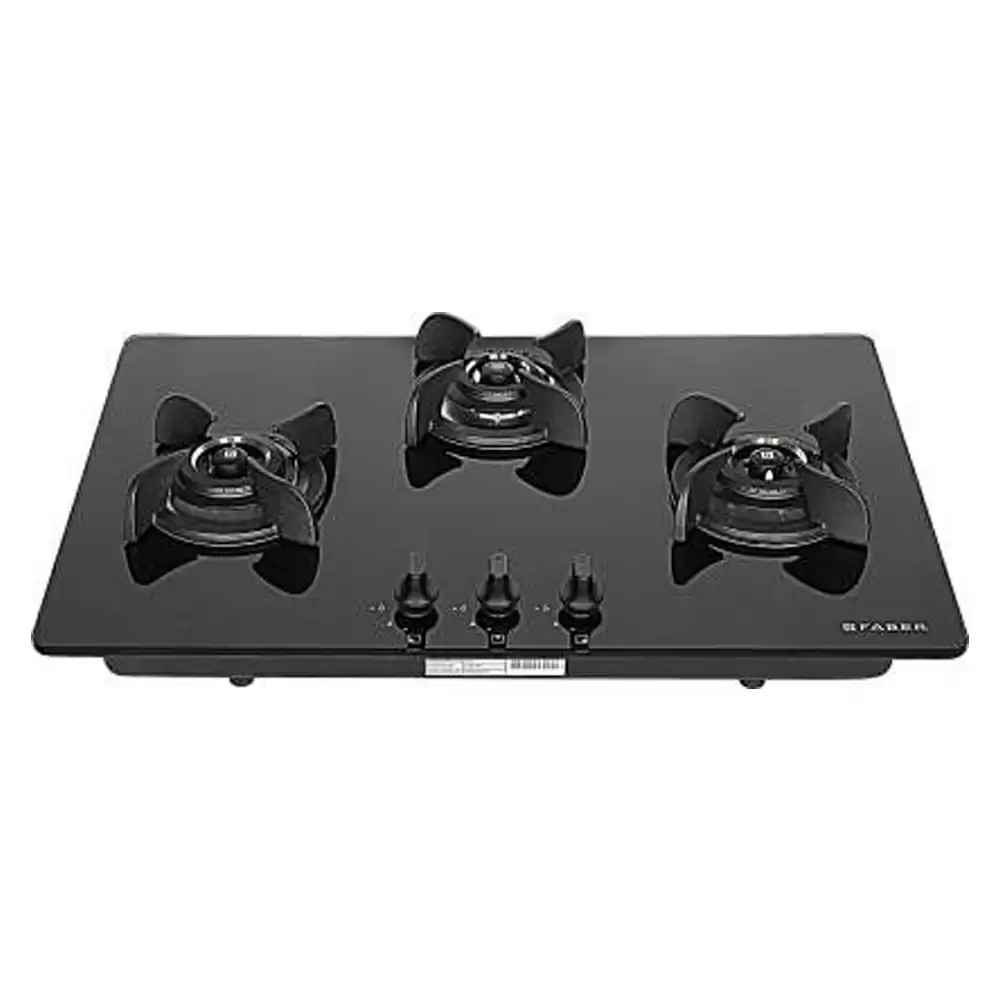 Faber Hob Ultima Plus HT783 CRS BR CI AI 3 Battery Operated Brass Burner Cooktop (Black)