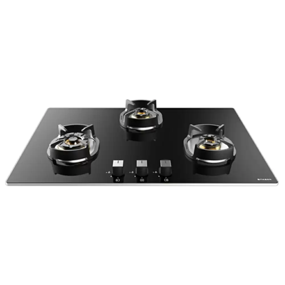 Faber Hob Nexus IND Star HT783 CRS BR CI AI 3 Auto Electric Brass Burner Cooktop (Black)