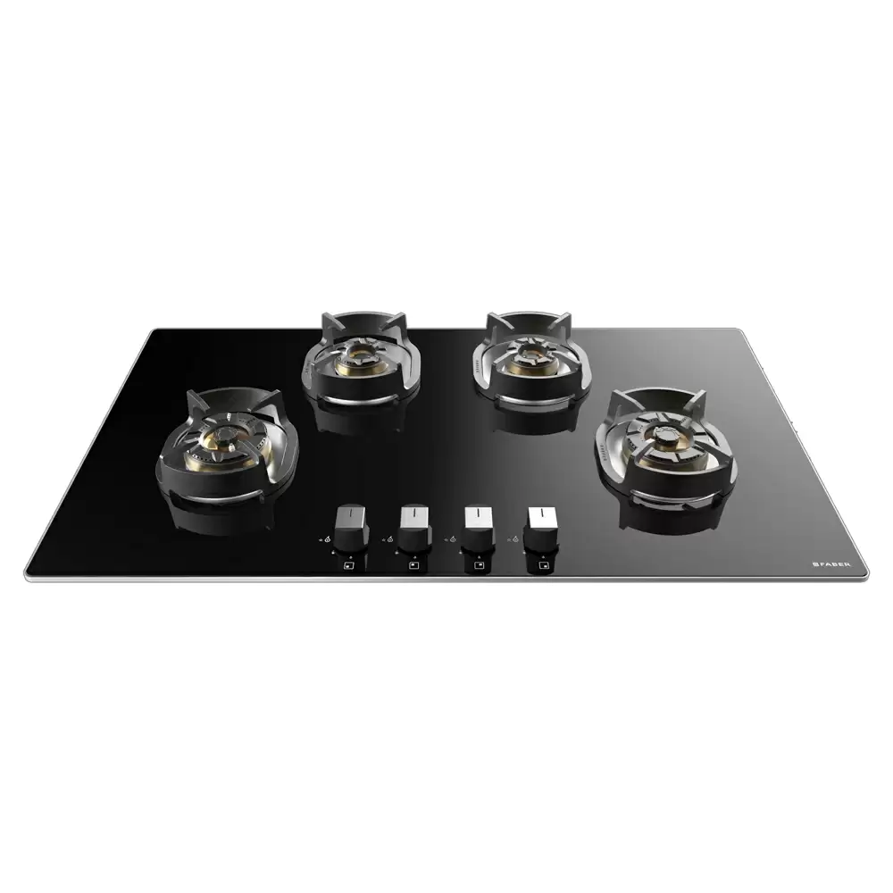 Faber Hob Nexus IND Star HT904 CRS BR CI AI 4 Auto Electric Brass Burner Cooktop (Black)