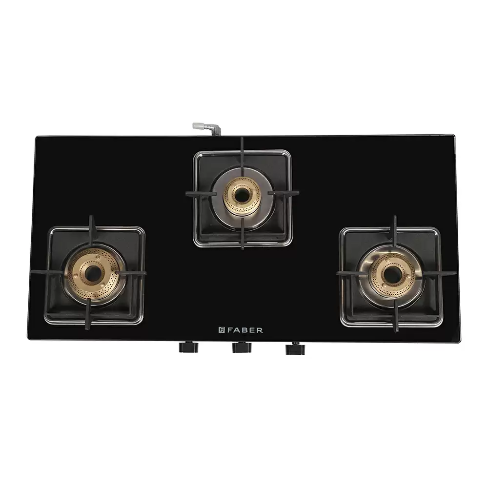 Faber Remo 3BB BK 3 Manual Ignition Brass Burner Cooktop (Black)