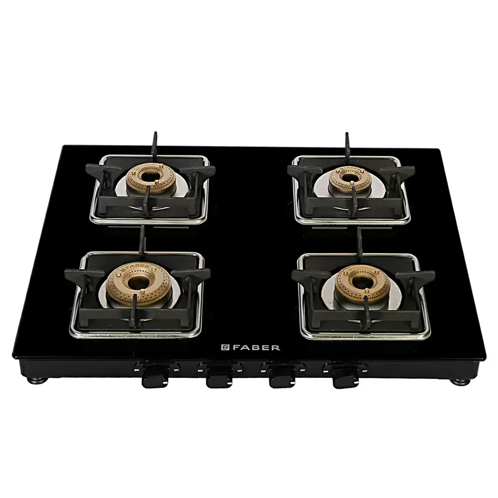 Faber Remo 4BB BK 4 Manual Ignition Brass Burner Cooktop (Black)