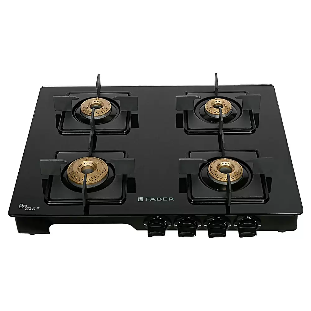 Faber Lazer 4BB BK 4 Manual Ignition Brass Burner Cooktop (Black)