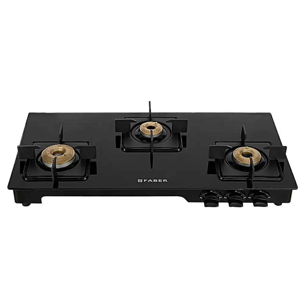 Faber Lazer 3BB BK 3 Manual Ignition Brass Burner Cooktop (Black)