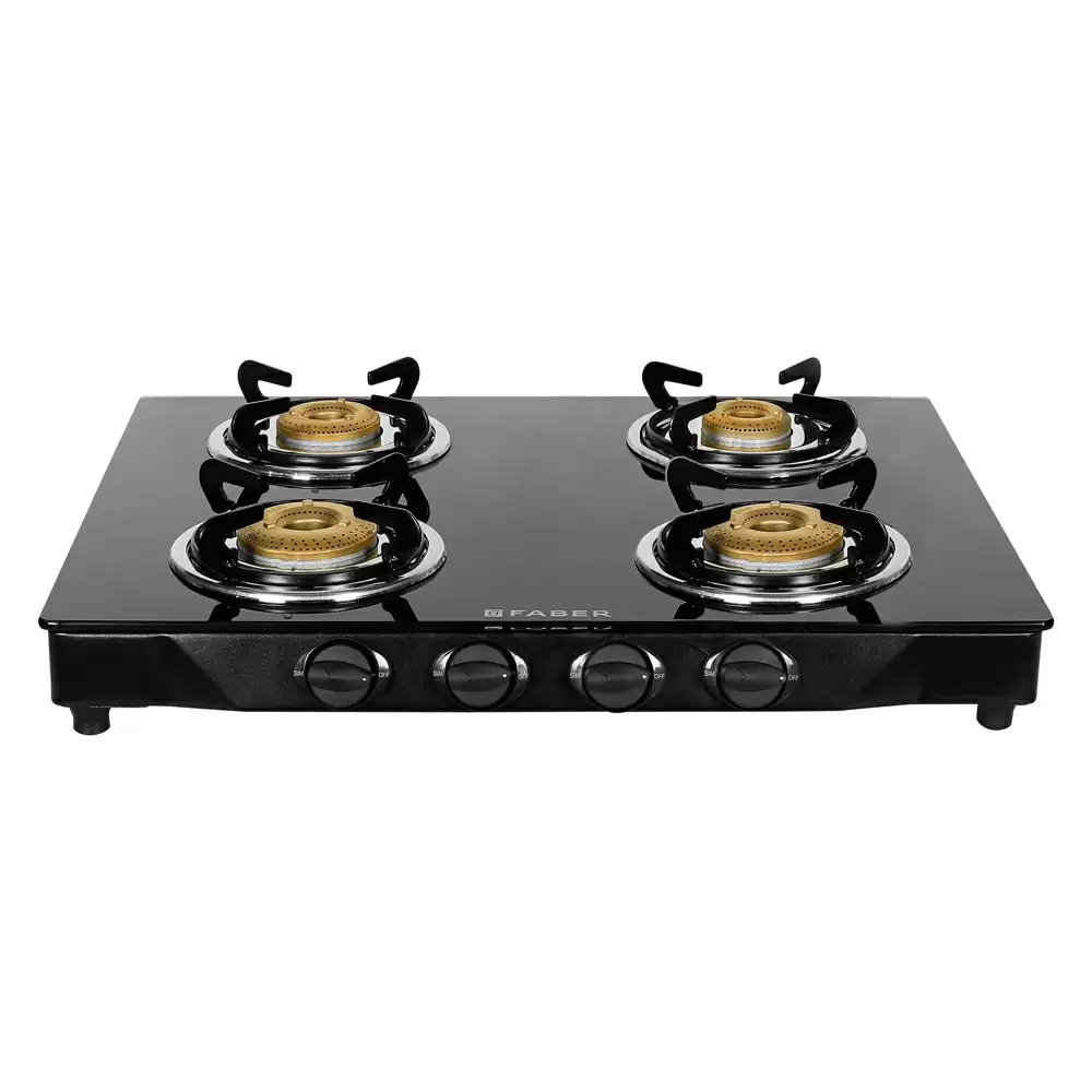 Faber Double Jumbo 4BB BK 4 Manual Ignition Brass Burner Cooktop (Black)