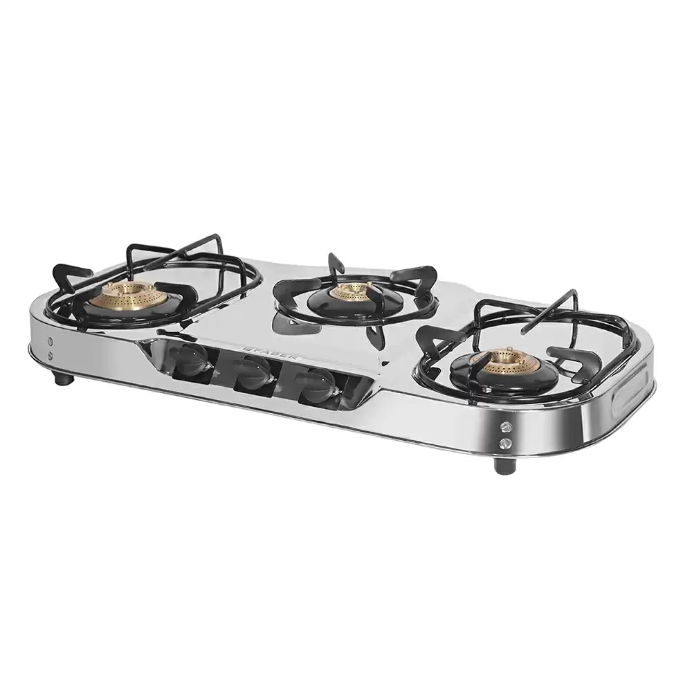 Faber Astra 3BB SS 3 Manual Ignition Brass Burner Cooktop (Silver)