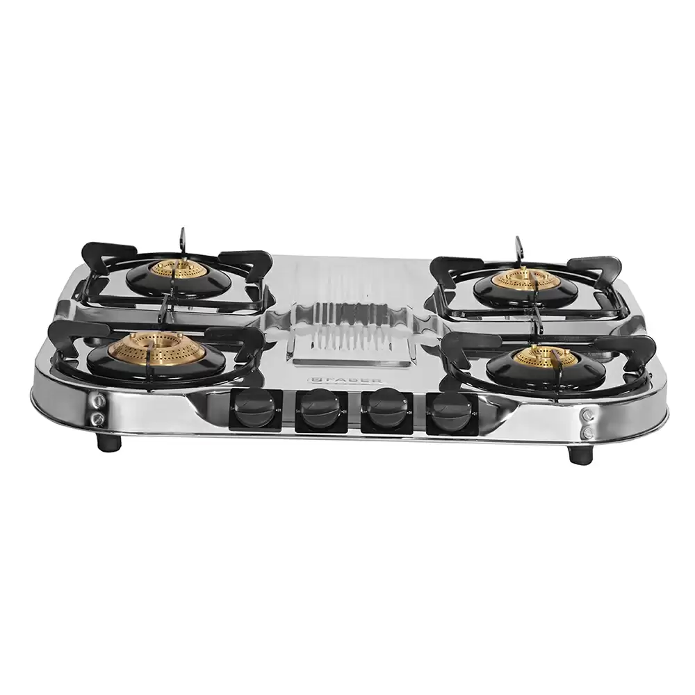 Faber Astra 4BB SS 4 Manual Ignition Brass Burner Cooktop (Silver)