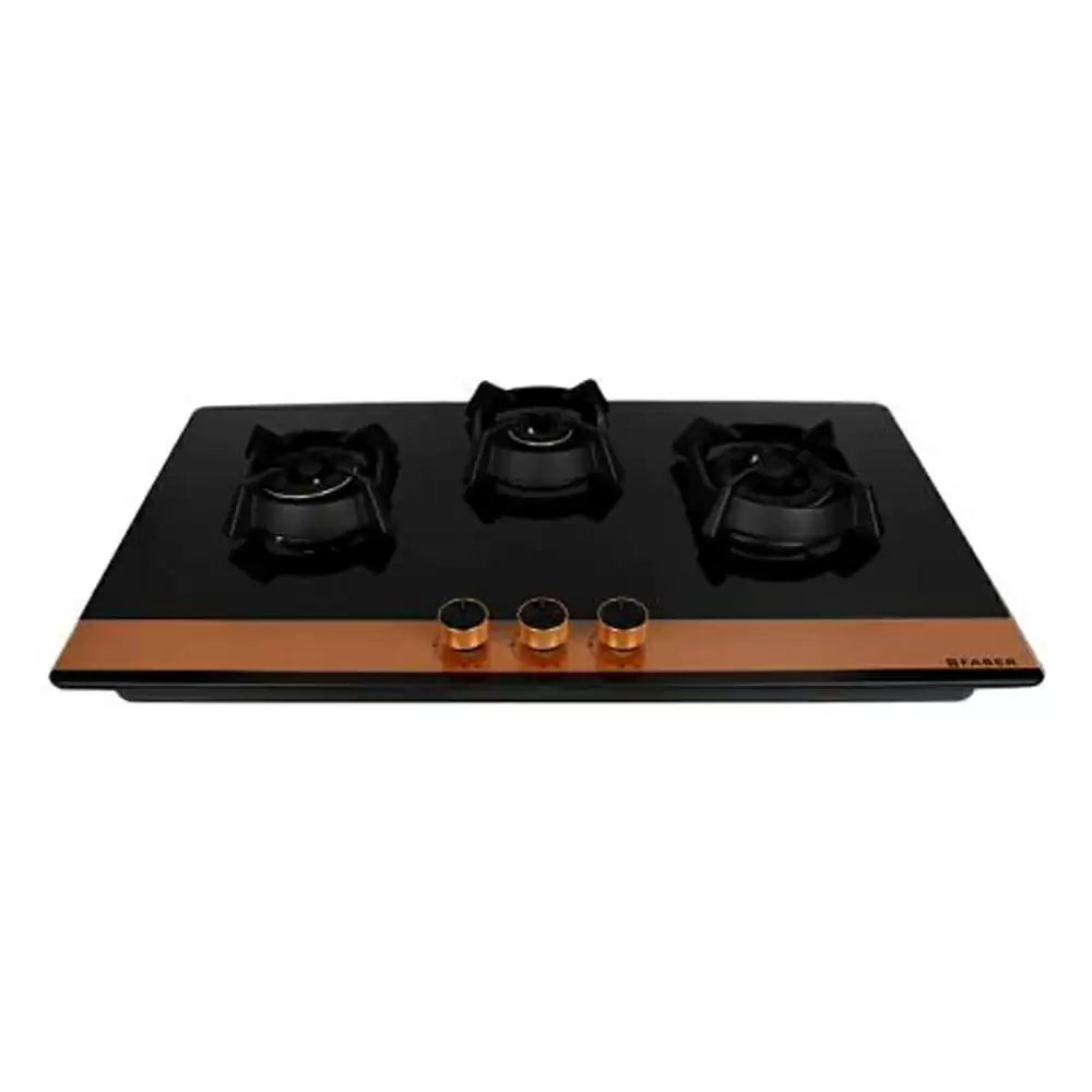 Faber Hob Utopia Pro HT 903 BR CI 3 Auto Electric Brass Burner Cooktop (Black)