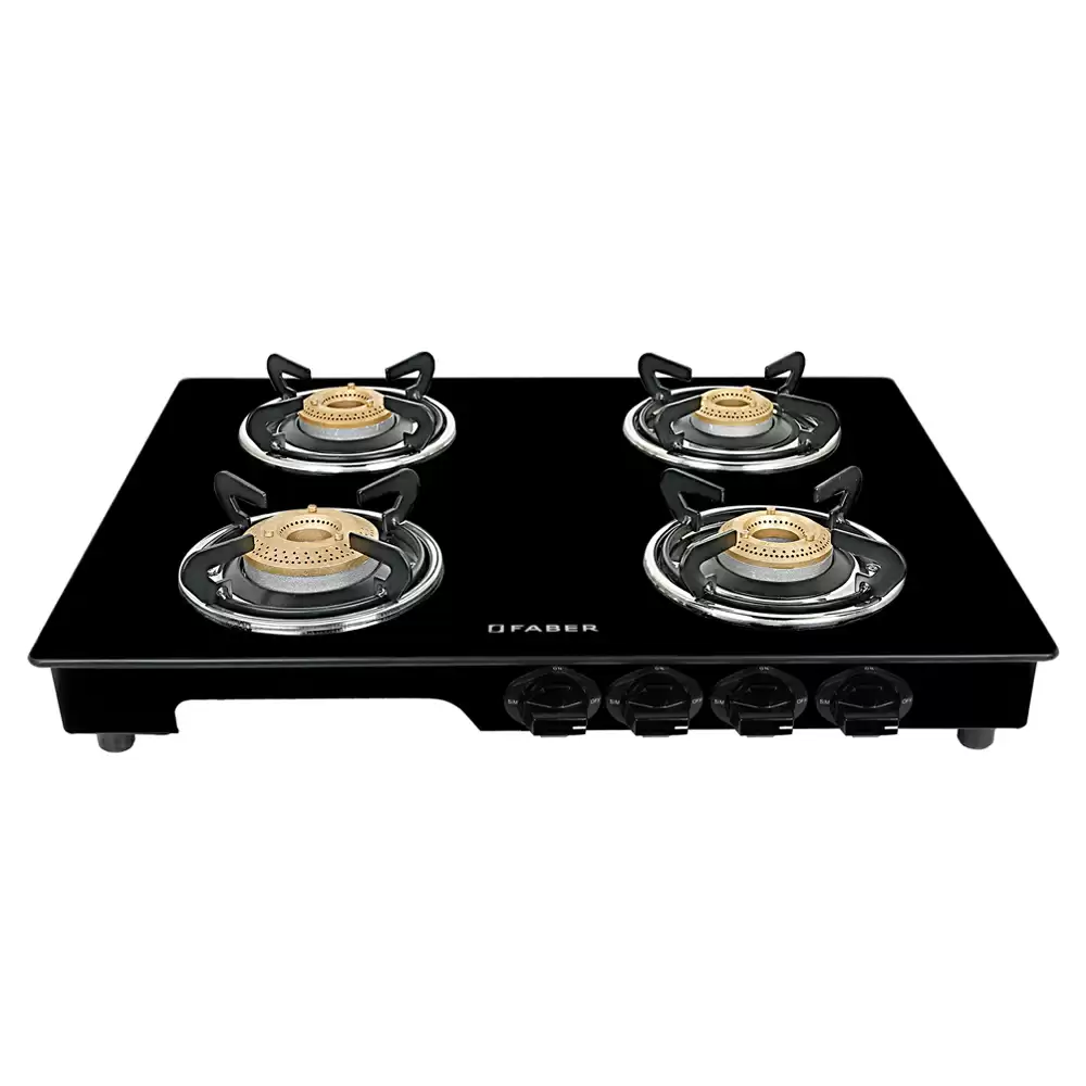 Faber Hob Magic 4BB BK 4 Manual Ignition Brass Burner Cooktop (Black)