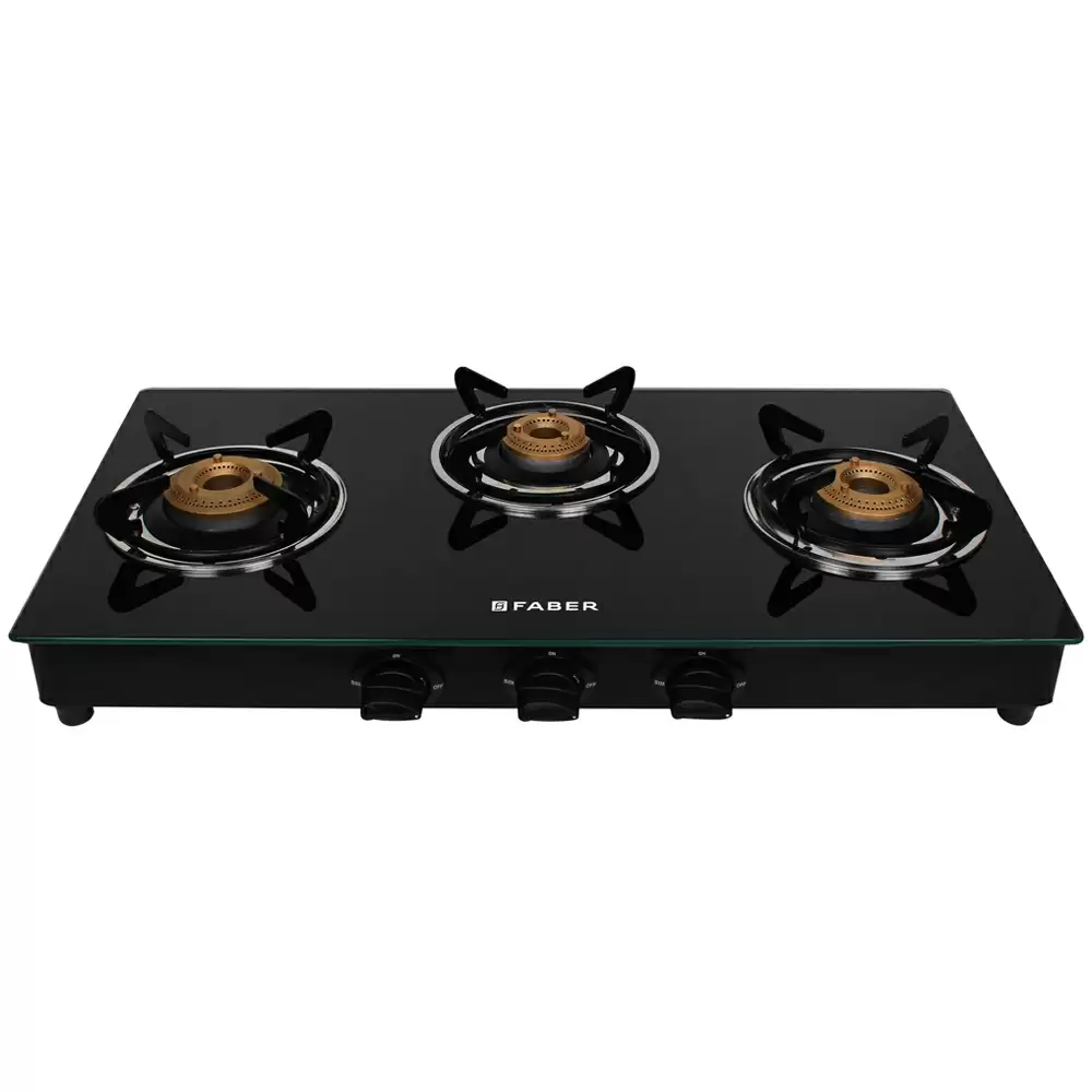 Faber Hob Daisy 3BB BK 3 Manual Ignition Brass Burner Cooktop (Black)