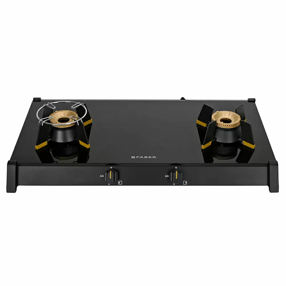 Faber Hob Genius 752 BK 2 Manual Ignition Brass Burner Cooktop (Black)