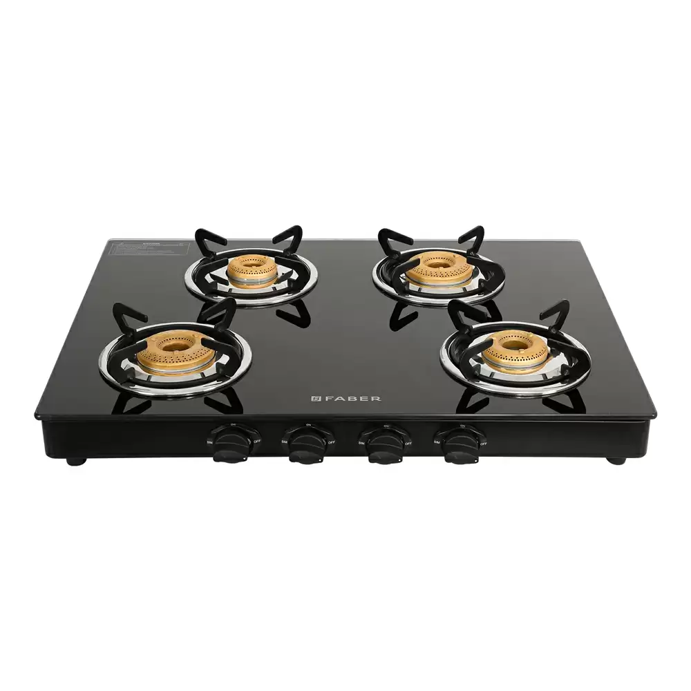 Faber Jumbo Neo XL 4BB 4 Manual Ignition Brass Burner Cooktop (Black)