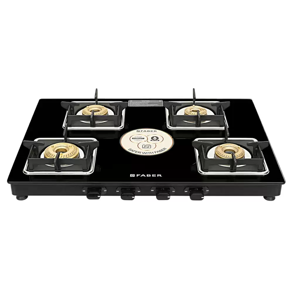 Faber Remo XL 4BB 4 Manual Ignition Brass Burner Cooktop (Black)