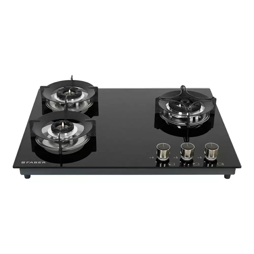 Faber Hob Superia HT653 BR AI 3 Auto Electric Brass Burner Cooktop (Black)