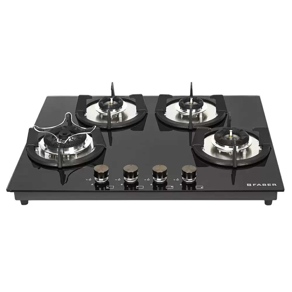 Faber Hob Superia HT654 BR AI 4 Auto Electric Brass Burner Cooktop (Black)