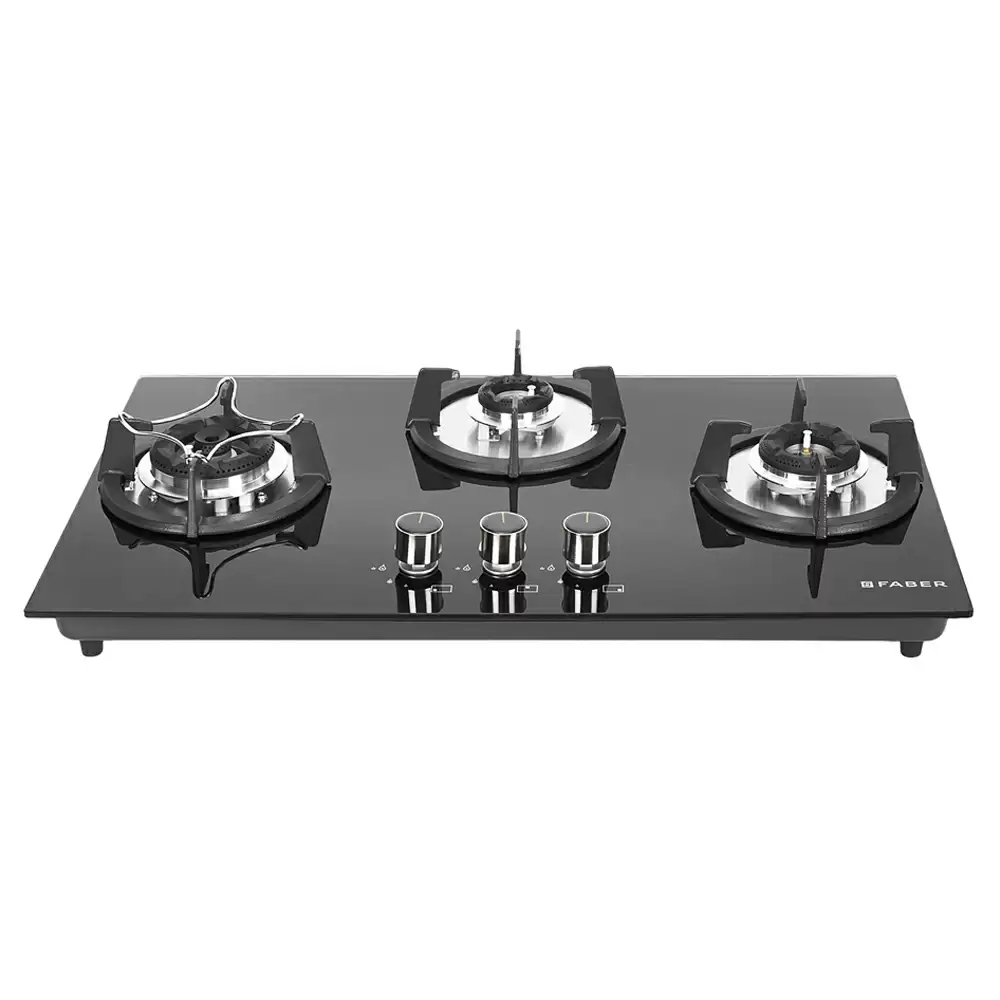 Faber Hob Superia HT763 BR AI 3 Auto Electric Brass Burner Cooktop (Black)